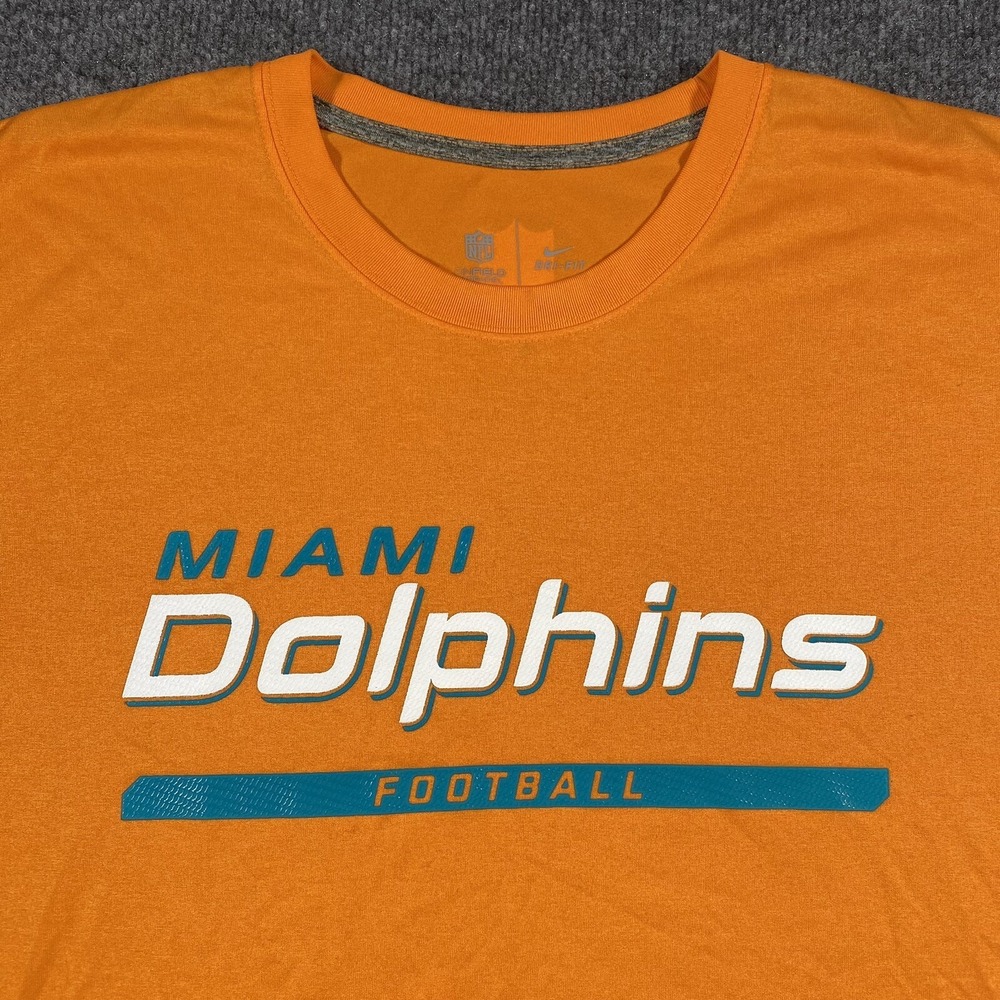 Miami Dolphins Mens 2XL Nike Dri Fit On Field Apparel Bright Loud Football Shirt